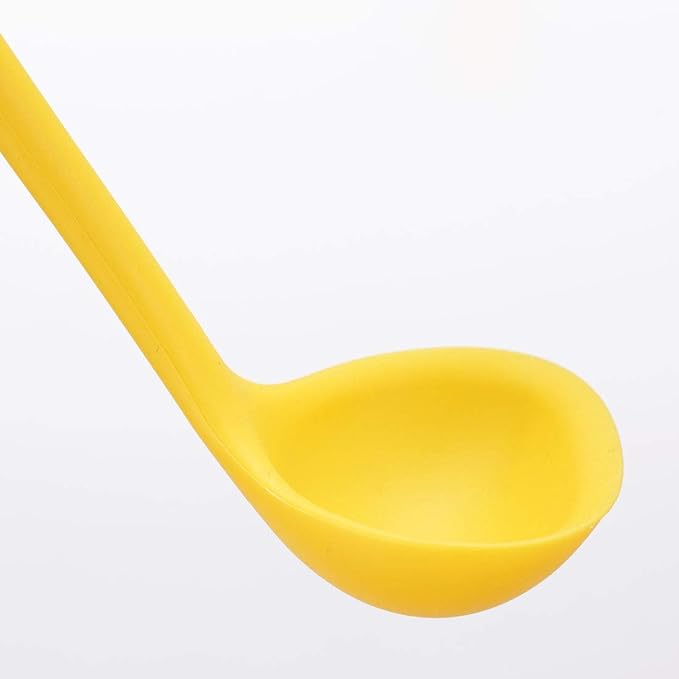 uxcell Silicone Soup Ladle Spoon 8.5 Inch Heat Resistant to 450°F One Piece Design Restaurant Kitchen Cooking Utensil for Serving Soup Yellow