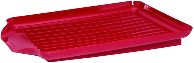 Farberware Classic Large Rust Resistant Full Dishrack with Removable 3 Compartment Flatware Caddy, Andlged Drain Board, 3-Piece, Red - Image 3