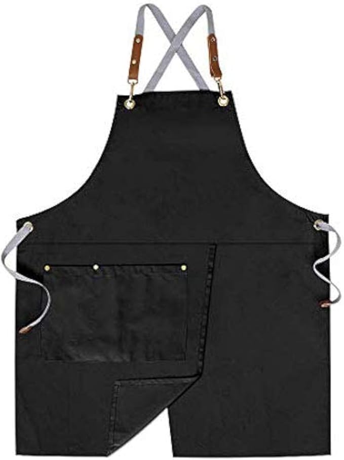 Mignongirl Crossback Apron with Pockets x2,Split Apron with Adjustable Straps,M-XXL by Mignongirl