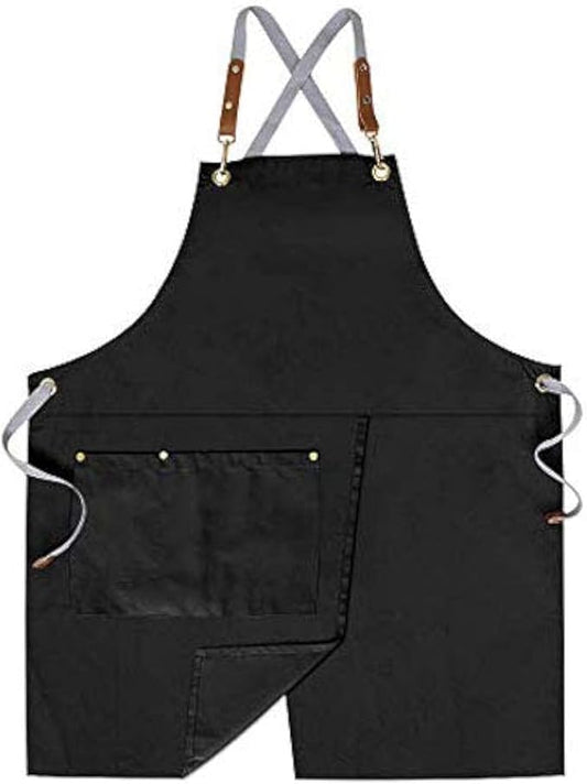 Mignongirl Crossback Apron with Pockets x2,Split Apron with Adjustable Straps,M-XXL by Mignongirl