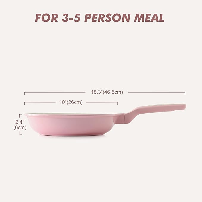 SENSARTE Nonstick Ceramic Frying Pan 10-Inch, Healthy Non Toxic Skillet, Induction Compatible Omelet Pan with Heat Resistant Handle, PFAS-Free, Pink - Image 7