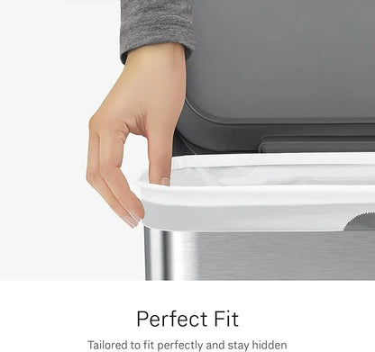simplehuman Code Q 100 Count Custom Fit Liners, Drawstring Kitchen Trash Bags, One-by-One Mess-Free Dispense, Extra Thick & Double Seamed, 50% PCR Plastic, 50-65 Liter / 13-17 Gallon, White