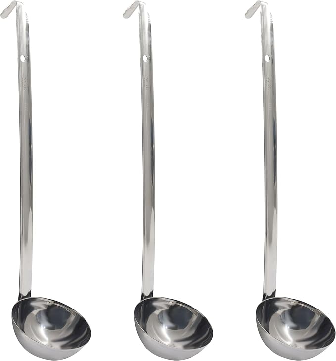 4 Oz Stainless Steel Ladle, 3 Pcs Sturdy Soup Ladle, 11.8" Long Handle Length for Stirring, Portioning and Serving Soup and Stew in Restaurants and Home (3.15" Bowl Diameter） by Auvotuis
