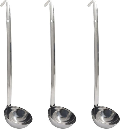 4 Oz Stainless Steel Ladle, 3 Pcs Sturdy Soup Ladle, 11.8" Long Handle Length for Stirring, Portioning and Serving Soup and Stew in Restaurants and Home (3.15" Bowl Diameter） by Auvotuis