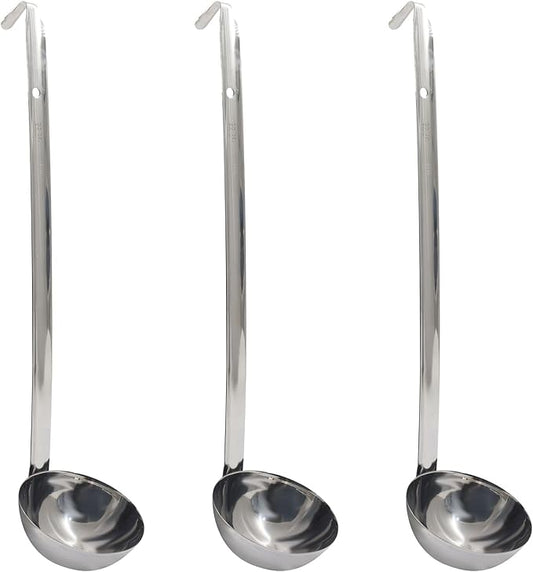 4 Oz Stainless Steel Ladle, 3 Pcs Sturdy Soup Ladle, 11.8" Long Handle Length for Stirring, Portioning and Serving Soup and Stew in Restaurants and Home (3.15" Bowl Diameter） by Auvotuis