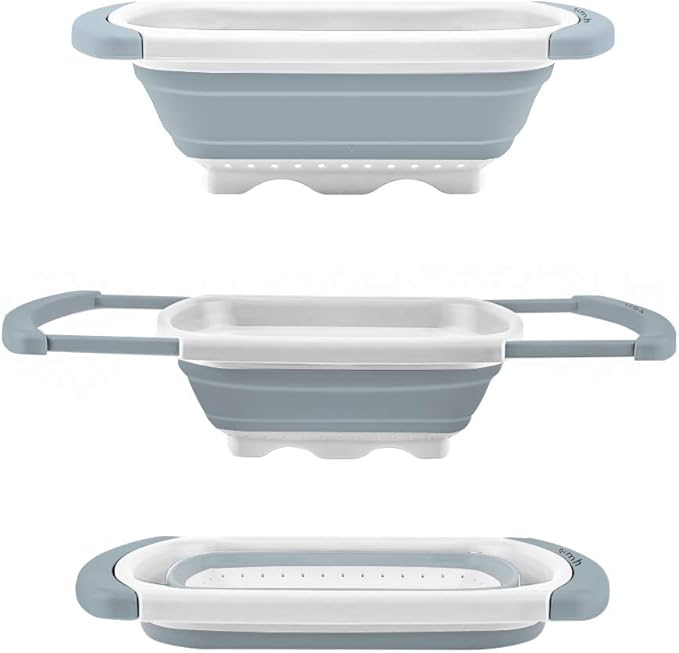 Qimh Collapsible Colander | Over The Sink Silicone Kitchen Strainers and Colanders with Extendable Handles | Veggies, Fruit and Pasta Foldable Strainer for Kitchen, 6-Quart, BPA Free - Image 8
