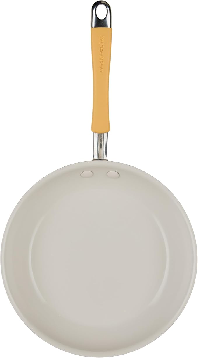 Rachael Ray Cucina Ceramic Cookware Set - 13 Pieces - Ceramic Pots and Pans Set w/Nonstick Frying Pans, Saute Pan, Saucepans, Stockpot, Lids, Pan Protectors & Cooking Utensils - Turmeric - Image 11