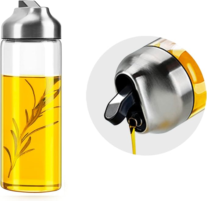 Aelga Olive Oil Dispenser Bottle - Glass Oil Dispenser - Dispenser Bottle for Kitchen with Stainless Steel Spout by Aelga
