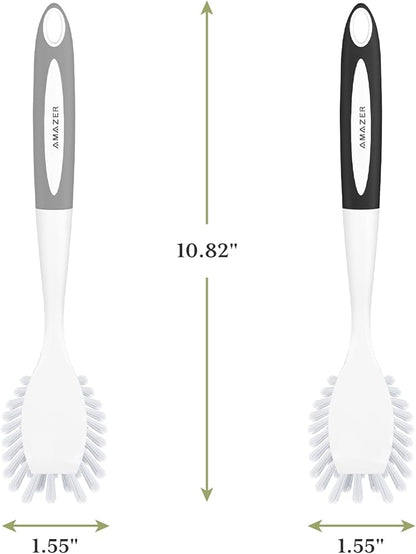 Amazer Dish Brush, 2 Pack Dish Scrubber with Handle, Kitchen Dishes Brushes, Scrub Brush with Stiff Bristles for Cleaning, Sink, Pots, Pans - Image 2