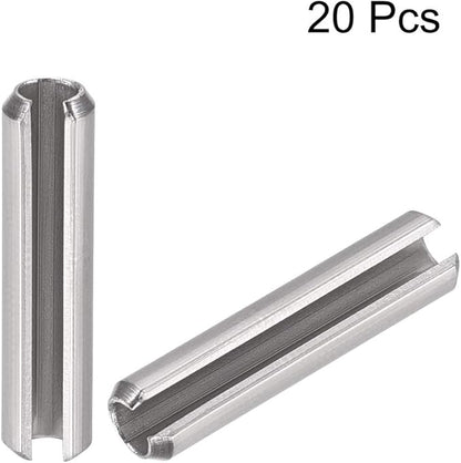 uxcell Slotted Spring Pin - M4 x 25mm 304 Stainless Steel Split Spring Roll Dowel Pins Plain Finish 20Pcs