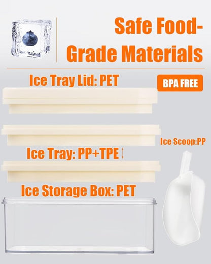 Brigii Ice Cube Tray with Lid&Bin, Ice Cube Mold with 56 Cubes, Stackable Ice Trays for Freezer with Easy-Release Silicone Bottom, for Drinks, Coffee, cocktail - Image 4