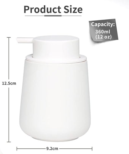 Bosilunlife Ceramic Foaming Soap Dispenser - 12Oz Bathroom Countertop Kitchen Dish Soap Pump Dispenser Foam Soap Dispenser - Rubber Paint White