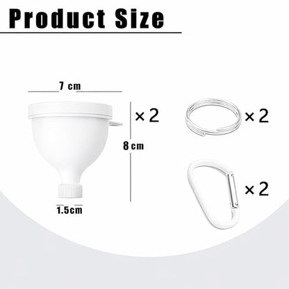 2 Pack Protein Powder Container to Go - Mini Funnel with Keychain and Keyring(100ml) Water Bottle Funnel for Shakers(White) - Image 2
