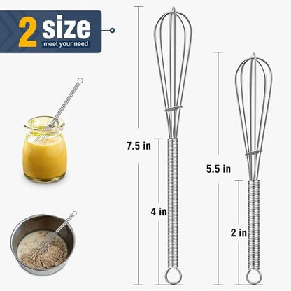 Eddeas Mini whisk, Small Whisk 2 Pieces, 5in and 7in 304 Stainless steel Wire Whisk for Whisking, Beating, Mixing Sauces, Blending Ingredients - Image 7
