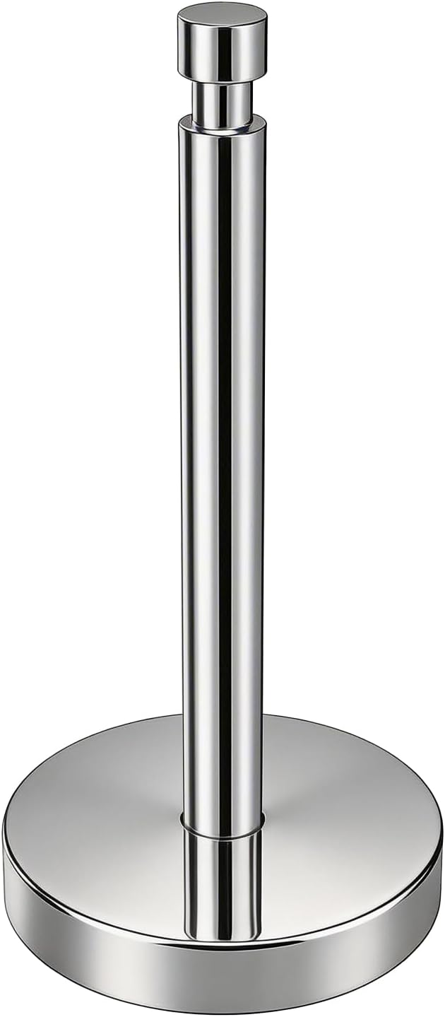 YUMORE Paper Towel Holder Countertop, Paper Towel Holder with Weighted Base Non Slip, Standing Paper Towel Roll Holder for Kitchen Bathroom, Stainles Steel (Chrome) by YUMORE
