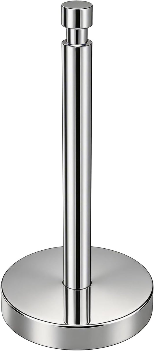 YUMORE Paper Towel Holder Countertop, Paper Towel Holder with Weighted Base Non Slip, Standing Paper Towel Roll Holder for Kitchen Bathroom, Stainles Steel (Chrome) by YUMORE