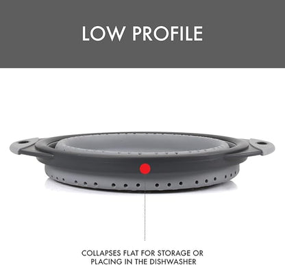 Dexas 8" Collapsible Silicone Colander in Cool Grey, Kitchen Strainer with Handles, 7.2 Cup Capacity | BPA-Free, Heat-Resistant, Space-Saving Kitchen Tool - Image 6