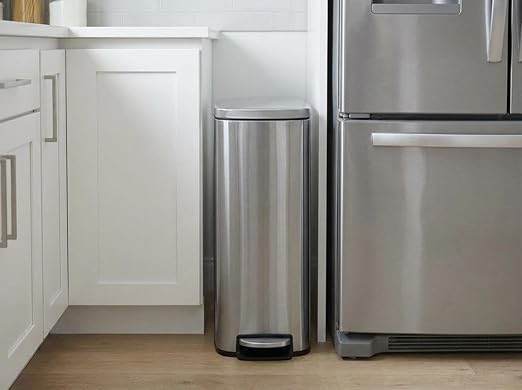 Garvee 13 Gallon Slim Kitchen Trash Can, Narrow Stainless Steel Step-On Pedal Garbage Can with Soft Close Lid, Removable Inner Bucket, Space-Saving Trash Bin for Kitchen, Bathroom, Office, Silver