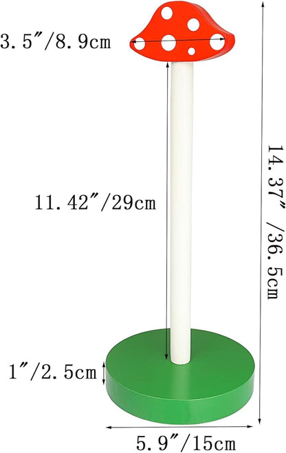 Modern Wooden Paper Towel Holder Stand - Beautiful Mushroom Design with Anti-Skid Base, Easy No-Tool Assembly for Kitchen Countertop, Bathroom, Office - Natural Home Decor