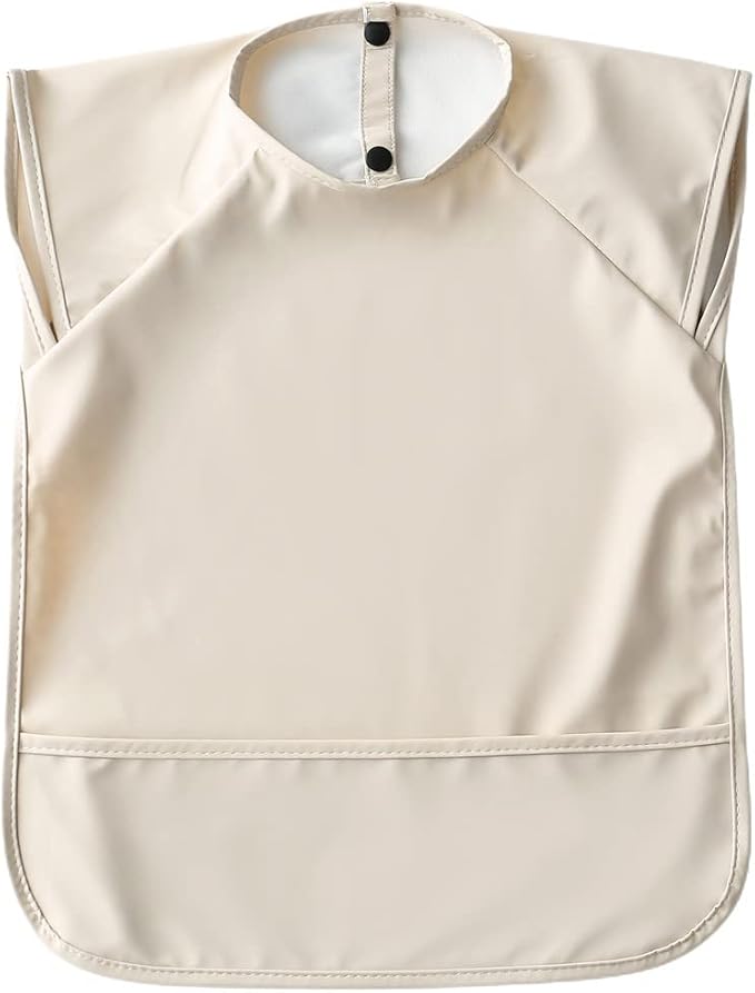 Waterproof Baby Bibs,Infant Toddler Extra Cover Feeding Bib With Food Catcher,Easy Clean & Washable