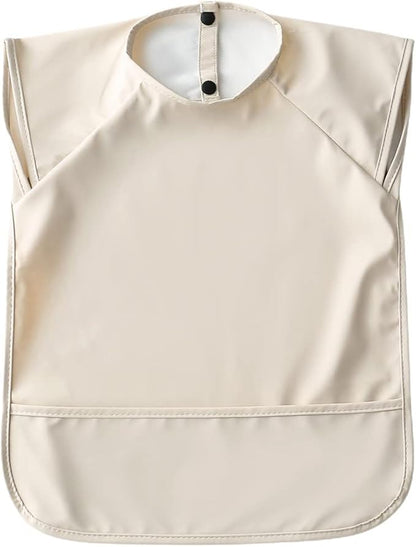 Waterproof Baby Bibs,Infant Toddler Extra Cover Feeding Bib With Food Catcher,Easy Clean & Washable