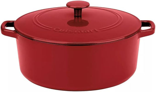 Cuisinart Chef's Classic Enameled Cast Iron Round Covered Casserole (Venice Red, 7- Quart) by Cuisinart