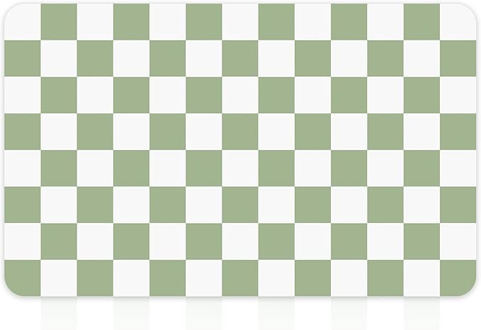 12" x 20" Checkered Dish Drying Mat for Kitchen Counter, Absorbent Coffee Bar Mat for Espresso Machine Coffee Countertops Accessories, Sage - Image 9