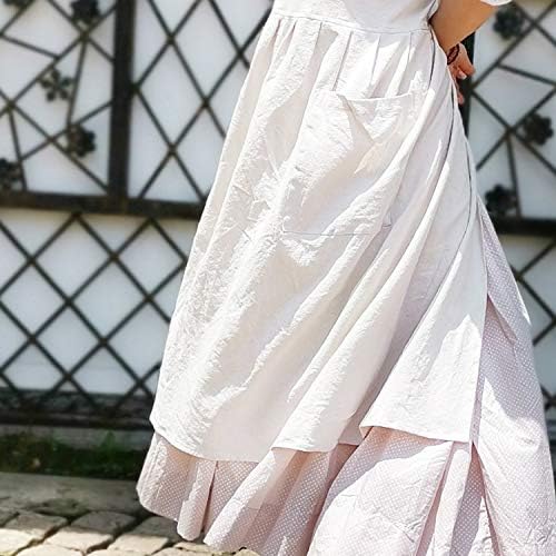 Uaussi Cotton Linen Apron Cross Back Work Apron for Women with Pockets Pinafore Dress X Cross Halter Apron for Chef Gardening - Image 3