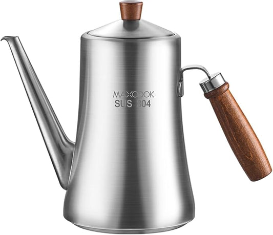 18/8 Stainless Steel Olive Oil Dispenser 1200ml/40.5oz Drip-Free Pouring Oil Pot Storage Container Wooden Handle