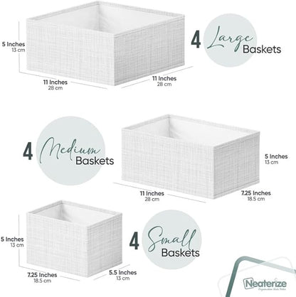 Drawer Organizer Clothes Set of 12 White-Grey - Dresser Organizer For Nursery, Bedroom, Closet - Perfect Baby Clothes Organizer and Storage & General Nursery Organization or Dresser Drawer Organizers - Image 2