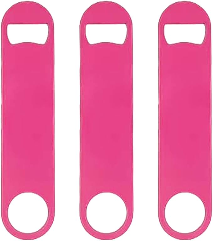 3 Pcs Pink Stainless Steel Heavy Duty Flat Bottle Openers, 7 Inch Solid Beer Opener for Bartenders, Bars, Kitchens, Weddings, Birthday Parties by Unknown