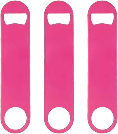 3 Pcs Pink Stainless Steel Heavy Duty Flat Bottle Openers, 7 Inch Solid Beer Opener for Bartenders, Bars, Kitchens, Weddings, Birthday Parties by Unknown