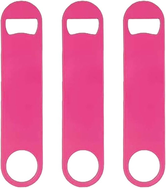 3 Pcs Pink Stainless Steel Heavy Duty Flat Bottle Openers, 7 Inch Solid Beer Opener for Bartenders, Bars, Kitchens, Weddings, Birthday Parties by Unknown