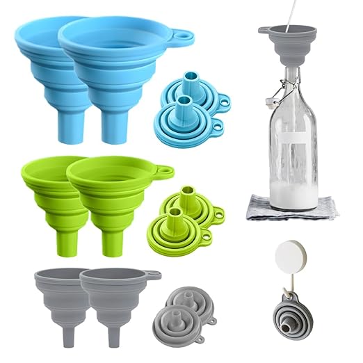 6 Pack Kitchen Funnel Set, 2025 New Food Funnel Silicone Collapsible Funnels for Kitchen, Upgrade Funnels for Kitchen Use Filling Bottles, Kitchen Gadgets (Color#A)