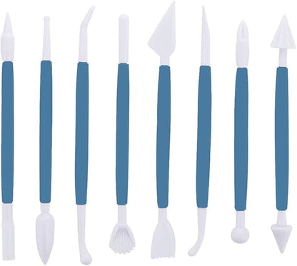 ScivoKaval Marshmallow Fondant Cake Decorating Hand Tool 12 Pcs 5 Sets Sugarcraft Gumpaste Icing Smoother Rolling Pin Trimmer Cutter Embosser Flower Scissor Modelling Accessories Supplies Kit Blue - Image 2