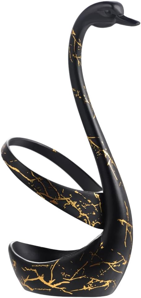 AnSaw Small Coffee Spoon Holder Set,Black Swan Base With 10 Pcs Black & Gold Demitasse Espresso Spoons Set,4.7" Mini Leaf Dessert Spoon,Stainless Steel Tea Spoons - Image 3
