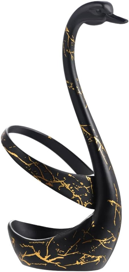 AnSaw Small Coffee Spoon Holder Set,Black Swan Base With 10 Pcs Black & Gold Demitasse Espresso Spoons Set,4.7" Mini Leaf Dessert Spoon,Stainless Steel Tea Spoons - Image 3
