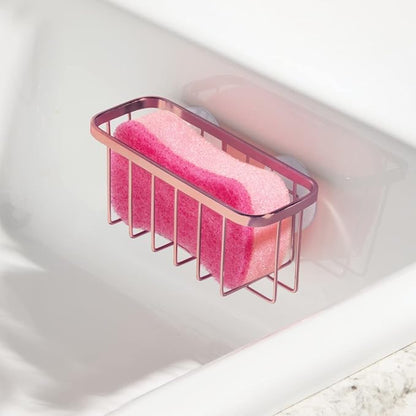 iDesign Stainless Steel Suction Sponge Holder - Kitchen Sink Sponge Caddy Organizer - Copper - Image 6