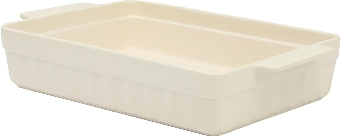 Martha Stewart Broadbrook Ceramic Bakeware, 13x9 Inch Rectangular Baking Dish with Handles, Cream Glazed Stoneware for Casseroles, Lasagna, Roasts & Desserts, Oven & Dishwasher Safe by MarthaStewart