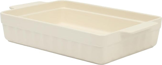 Martha Stewart Broadbrook Ceramic Bakeware, 13x9 Inch Rectangular Baking Dish with Handles, Cream Glazed Stoneware for Casseroles, Lasagna, Roasts & Desserts, Oven & Dishwasher Safe by MarthaStewart
