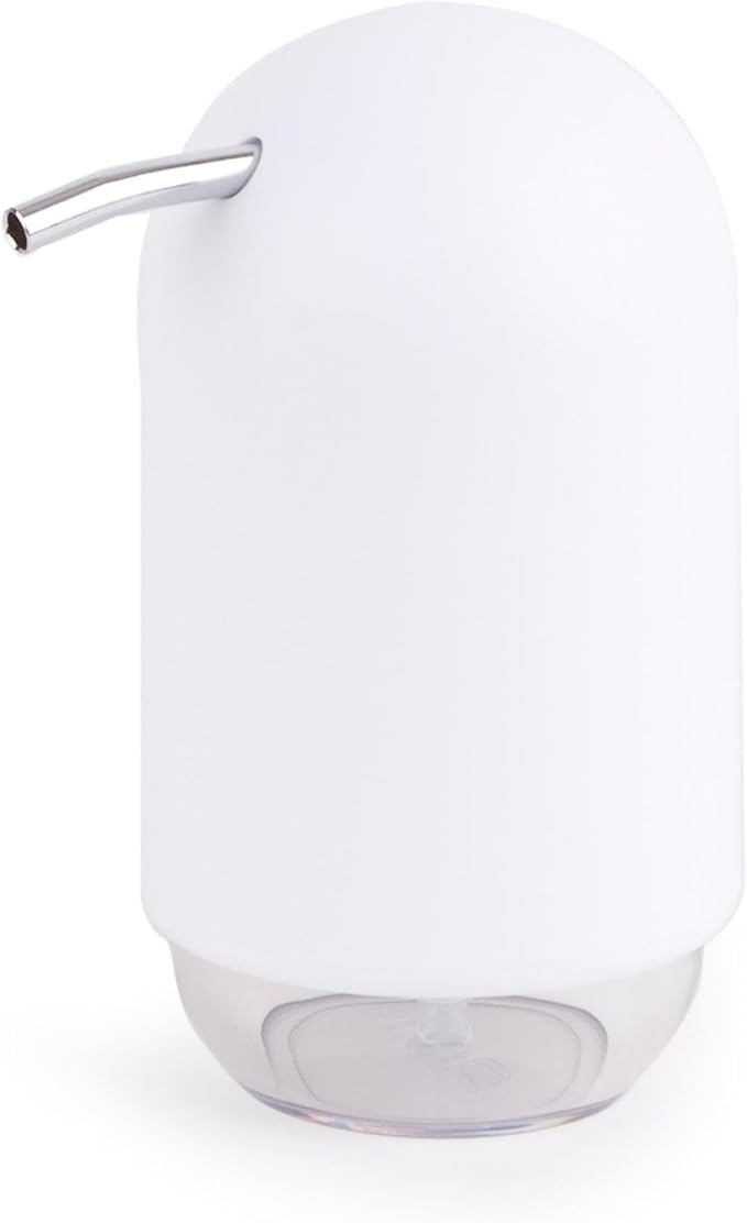 Umbra Touch Soap Dispenser Pump 13 oz (384 ml) Capacity for Liquid Soap or Hand Sanitizer, Easy to Refill, White by Umbra