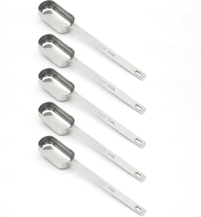 5PCS 1tbsp (3tsp, 15ml, 1/2oz) Single Measuring Spoon, Stainless Steel Long Handle Individual Teaspoons Only by BERYLER