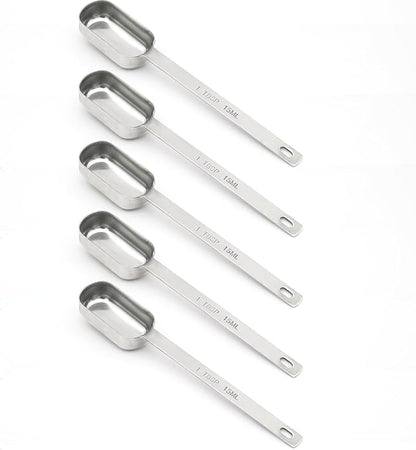 5PCS 1tbsp (3tsp, 15ml, 1/2oz) Single Measuring Spoon, Stainless Steel Long Handle Individual Teaspoons Only by BERYLER