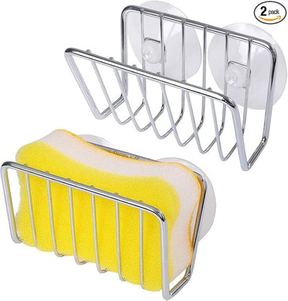 Toplife Sponge Holder for Kitchen Sink, Stainless Steel Suction Cup Sponge Caddy - Silver - 2 Pack by Toplife