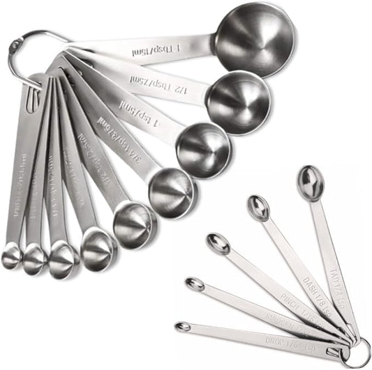 14PCS Measuring Spoons Set, 1 tbsp, 1/2 tbsp, and 1-1/16tsp Stainless Steel Measuring Spoons for Cooking Baking Spice Jars and Liquid Ingredients by YUNNKEEY