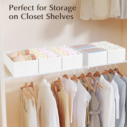DIMJ Drawer Organizers Clothes, Set of 16 Dresser Organizer Bins, Fabric Closet Organizers and Storage, Shallow Drawer Dividers for Nursery, Clothing, Baby Clothes, Socks, Underwears, Tie (White) - Image 4