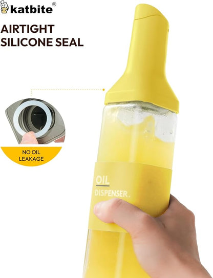 katbite 16oz Glass Olive Oil Dispenser Bottle for Kitchen Cooking - Leakproof Kitchen Essential with Precise Pouring Spout for Salad, Air Fryer, BBQ, Non-Stick Pans, Easy Refill and Use, Yellow - Image 7