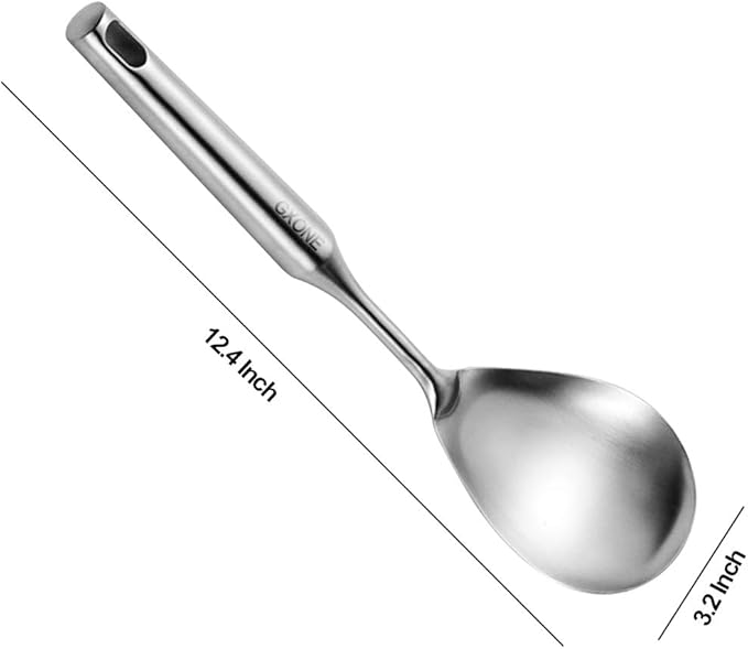 Cooking Spoon,304 Stainless Steel Large Serving Spoons,Silver/12.6Inch - Image 2