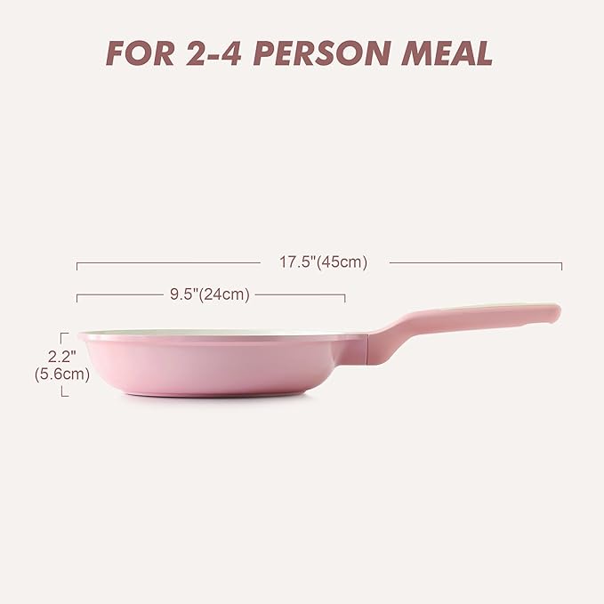 SENSARTE Nonstick Ceramic Frying Pan 9.5-Inch, Healthy Non Toxic Skillet, Induction Compatible Omelet Pan with Heat Resistant Handle, PFAS-Free, Pink - Image 8