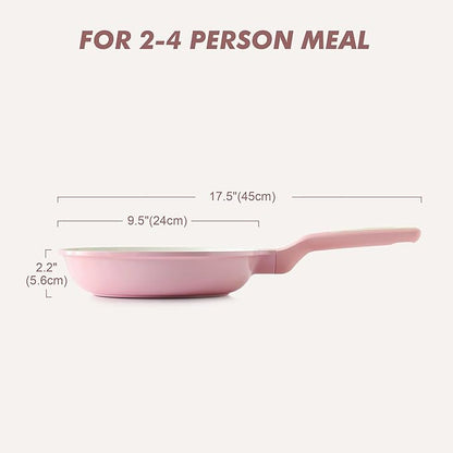 SENSARTE Nonstick Ceramic Frying Pan 9.5-Inch, Healthy Non Toxic Skillet, Induction Compatible Omelet Pan with Heat Resistant Handle, PFAS-Free, Pink - Image 8